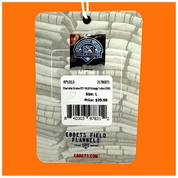 Ebbets Field Flannels Orange Short Sleeve Tee Orioles Design - Picture 9 of 11